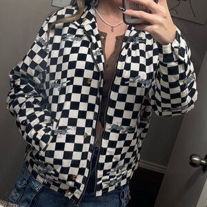 Tom and Jerry Checkered Black and White Jacket